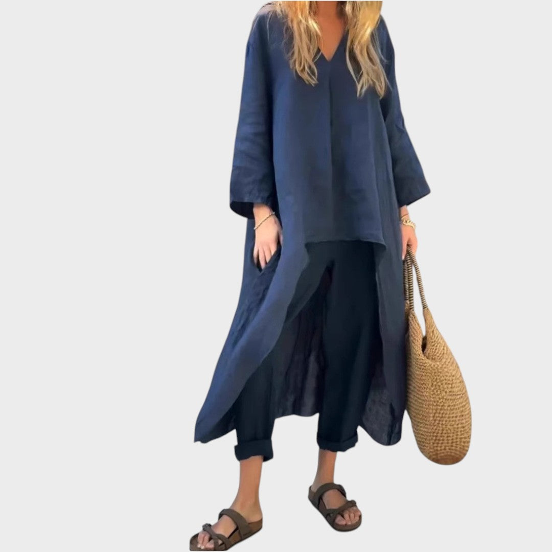 Solura | Conjunto De Dos Piezas De Algodón Con Line En V