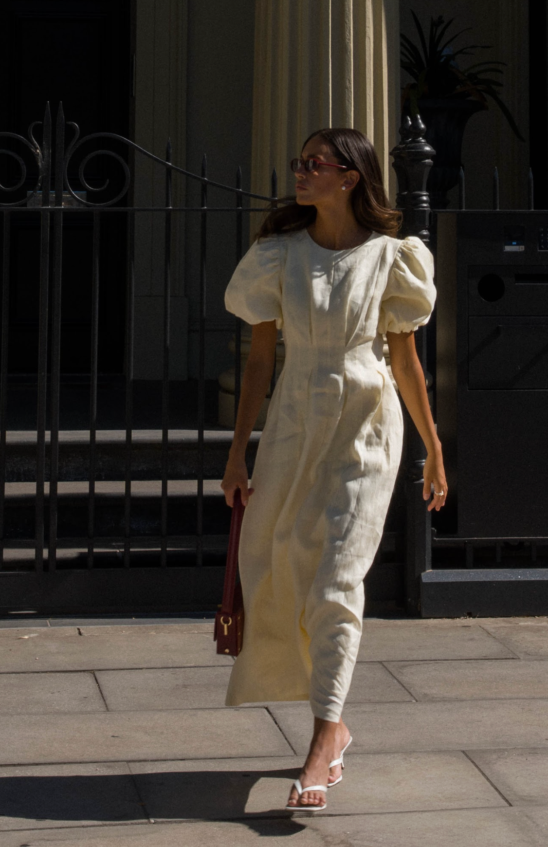 Catarina | Vestido Maxi de Lino con Mangas Abullonadas