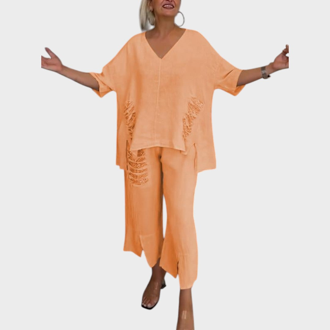 Bianca | Conjunto De Dos Piezas De Algodón Y Lino