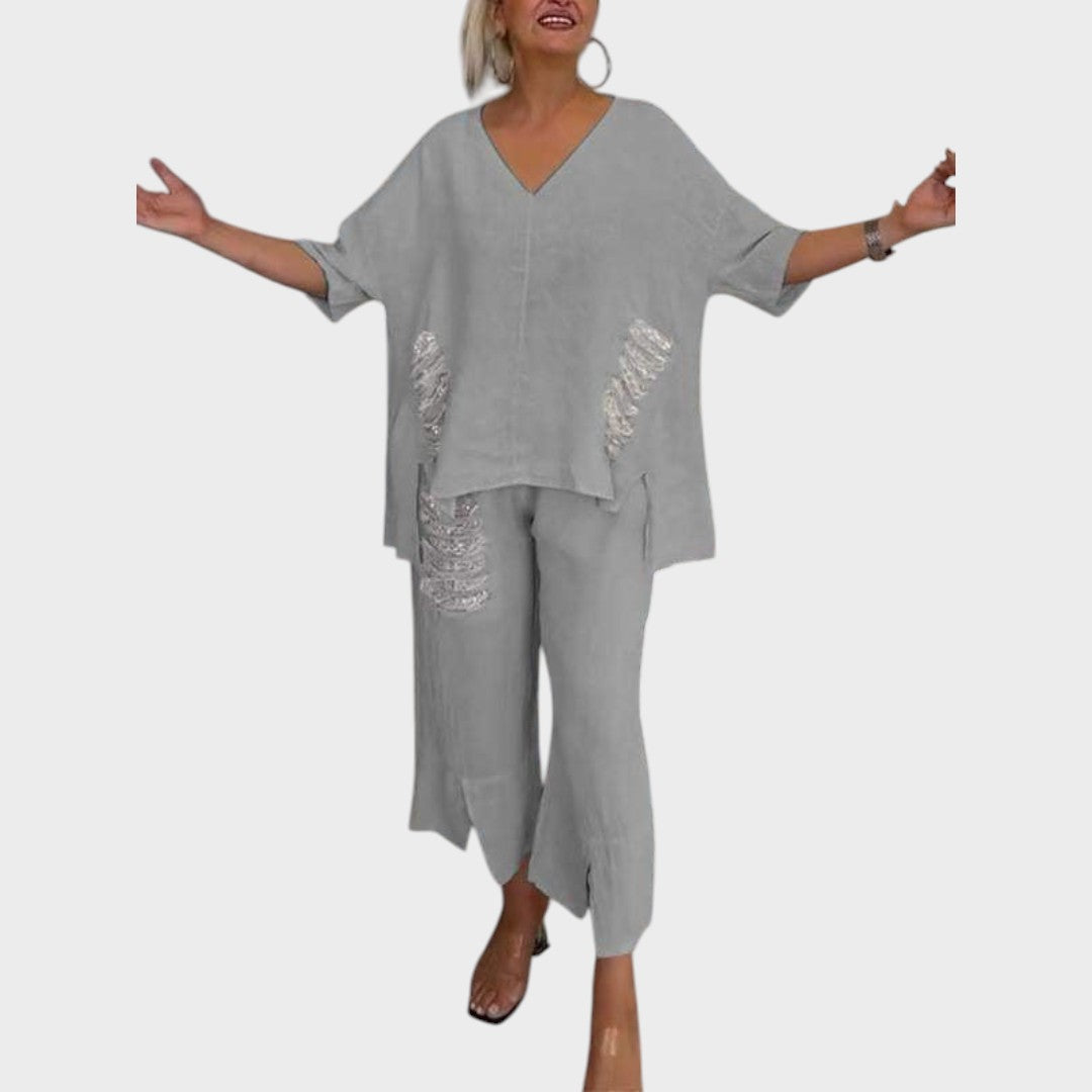 Bianca | Conjunto De Dos Piezas De Algodón Y Lino