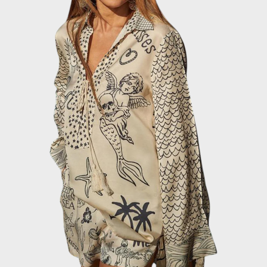 Arial | Conjunto de Camisa Y Pantalones Cortos Con Cullo En V