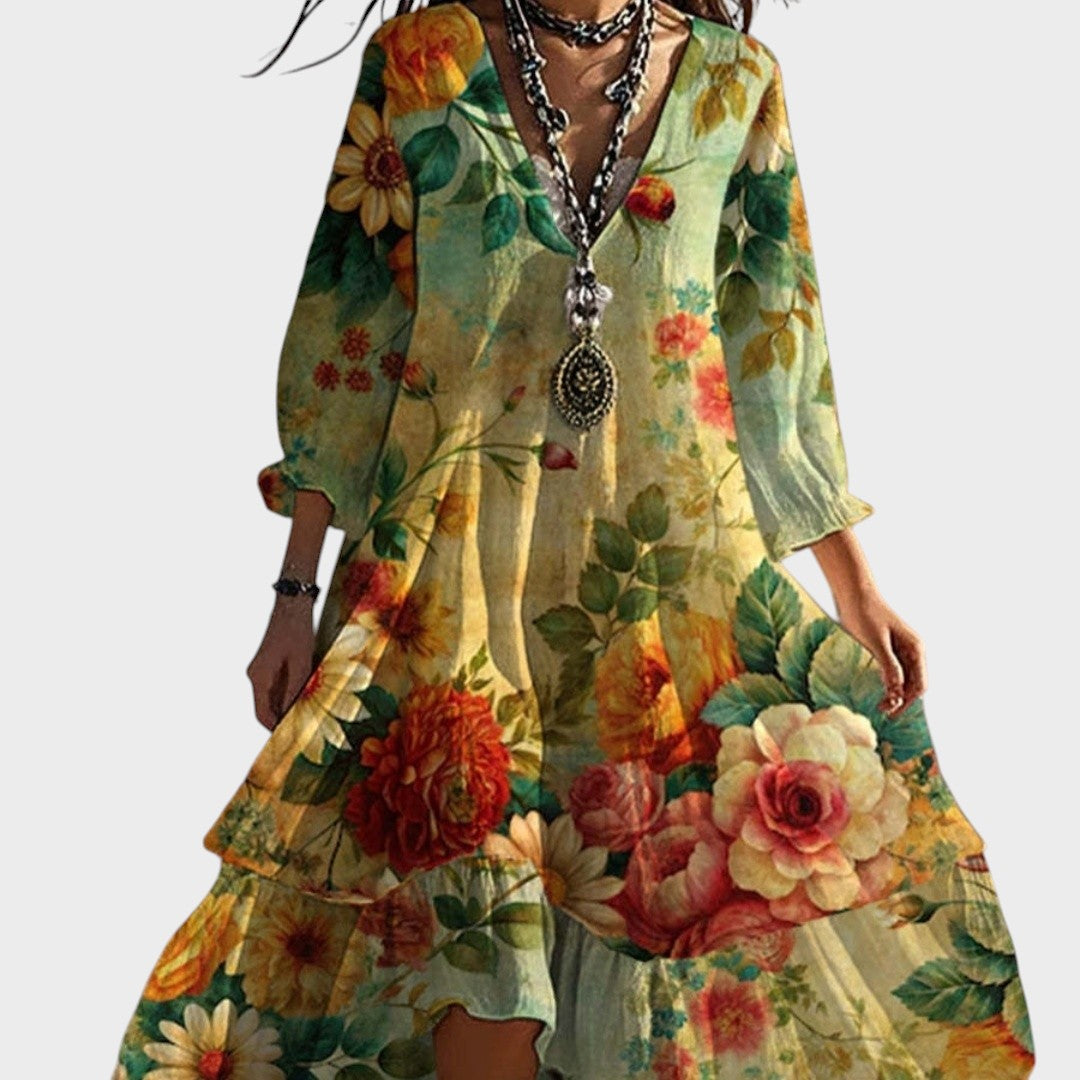 Sophie | Vestido Boho Vintage Floral Cuello en V