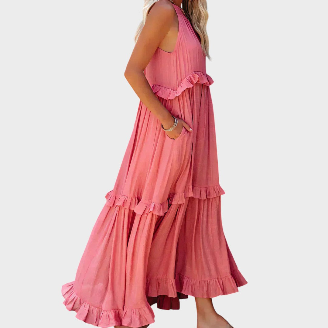 Landry | Vestido Sin Mangas Con Ribete De Volantes