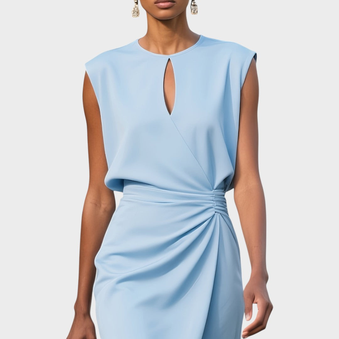 Moana |  Vestido Midi de Manga Larga Con Cuello Redondo