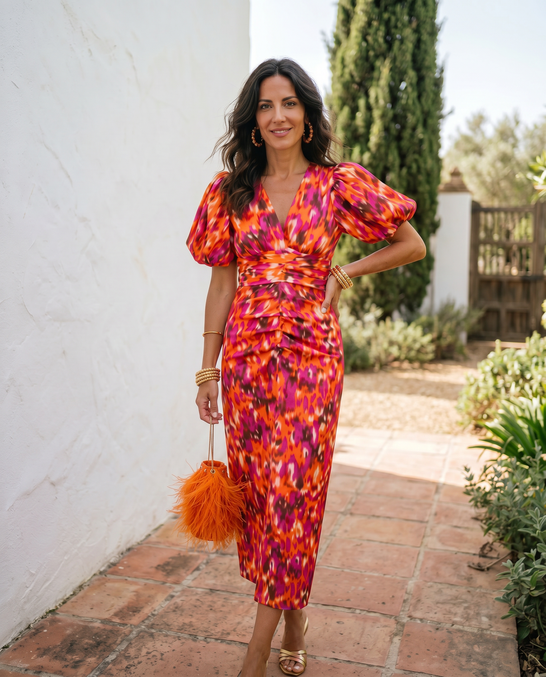 Vestido Sofia — Éloren Lisboa · Vista frontal estampado vibrante